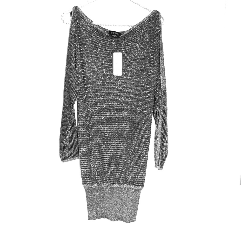 Bebe metallic cold shoulder tunic